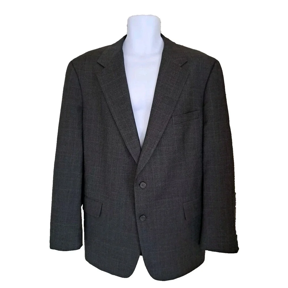 Brooks Brothers Suit Jacket Mens 46R Gray 100% Wool Sport Coat USA Union Made